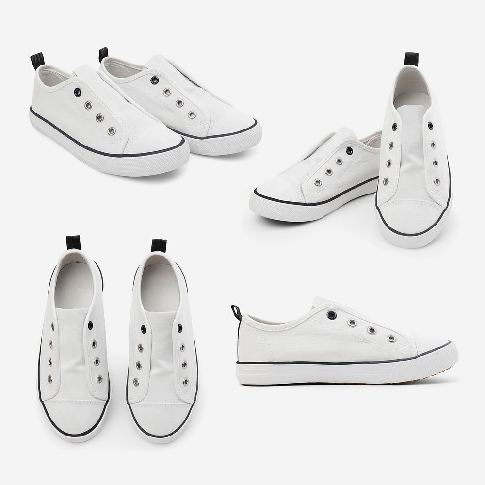 White slip-on mockup psd streetwear sneakers fashion set