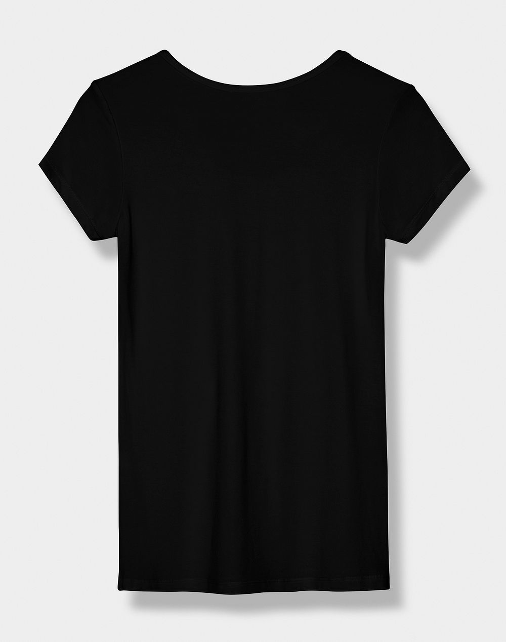 Black tee mockup psd women&rsquo;s apparel rear view