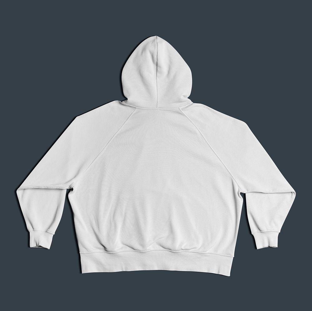 White hoodie mockup psd rear view minimal fashion apparel shot in studio
