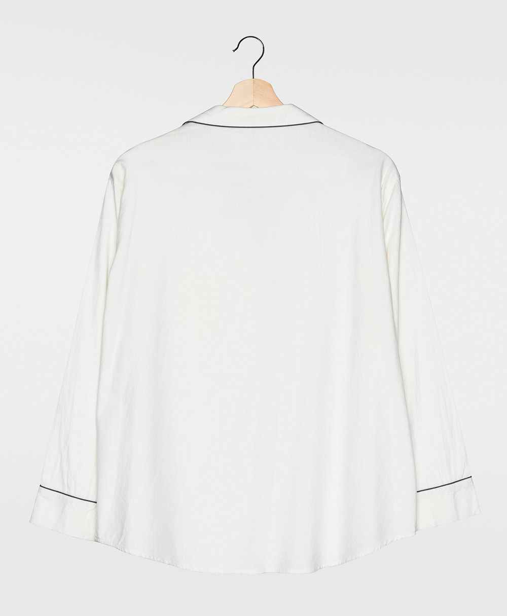 White pajama shirt mockup psd rear view simple nightwear apparel