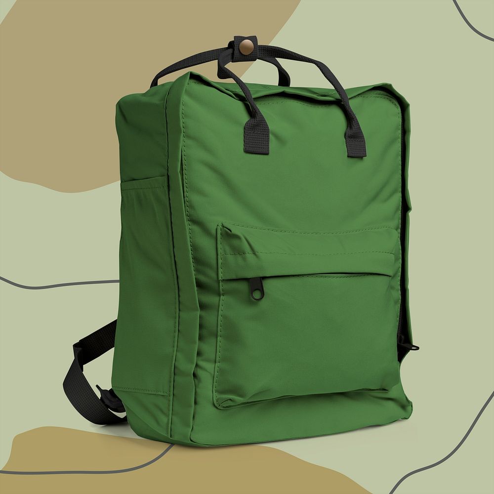Green square backpack mockup psd