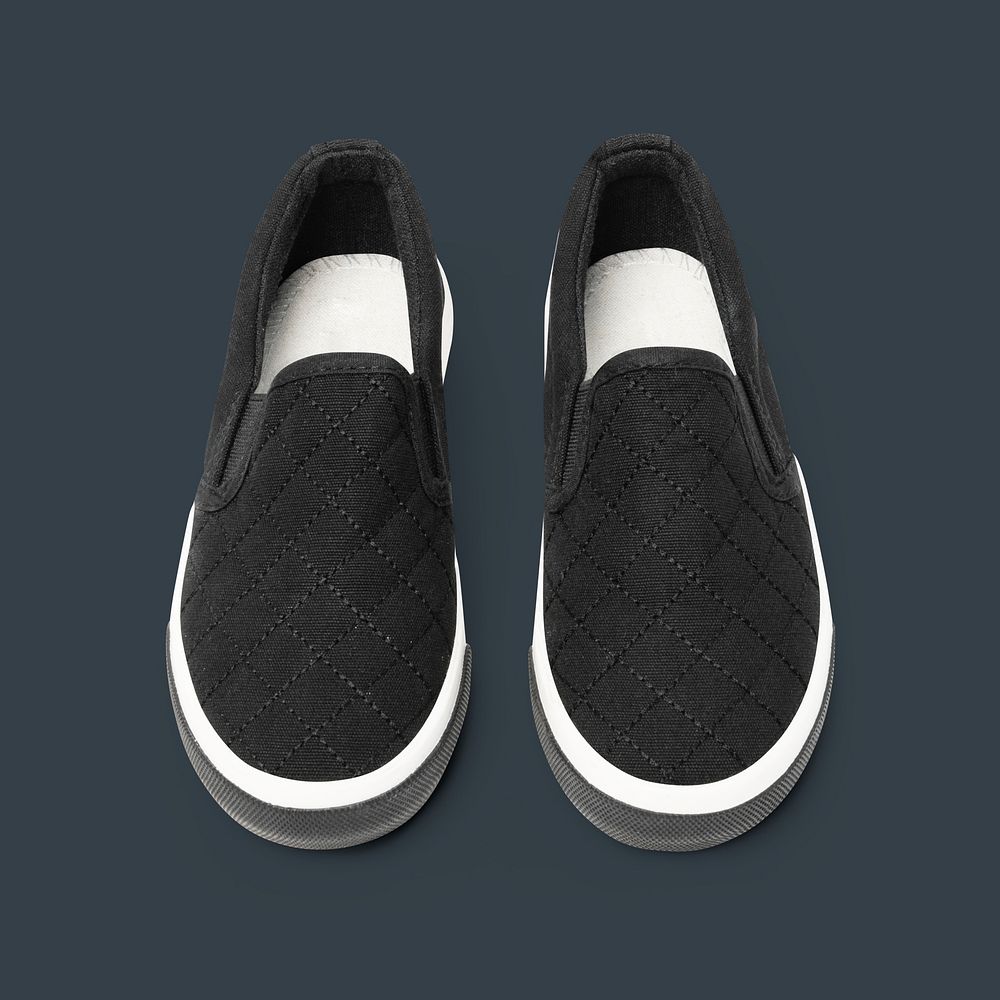 Black slip-on mockup psd streetwear sneakers fashion
