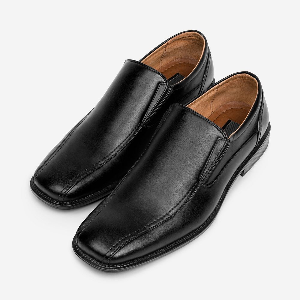 Black leather slip-on mockup psd men&rsquo;s shoes fashion