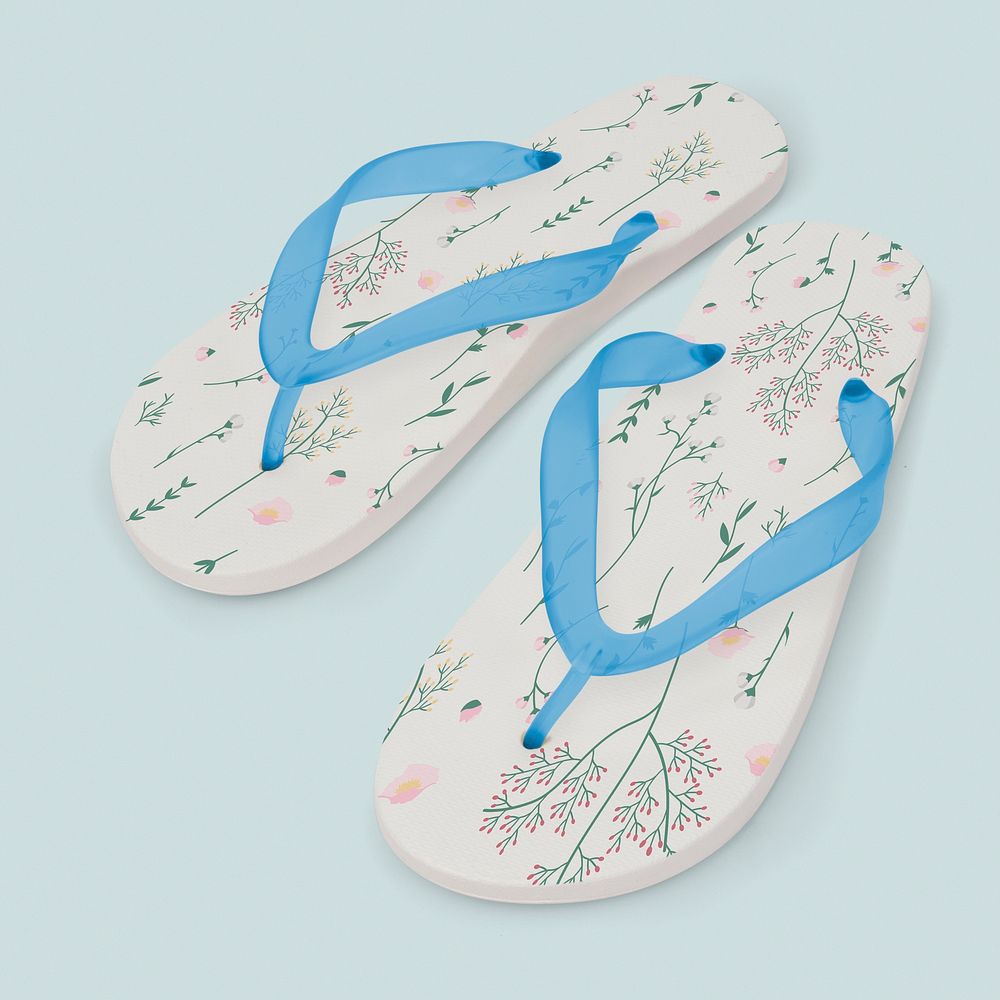 Floral printed sandals mockup psd summer footwear fashion