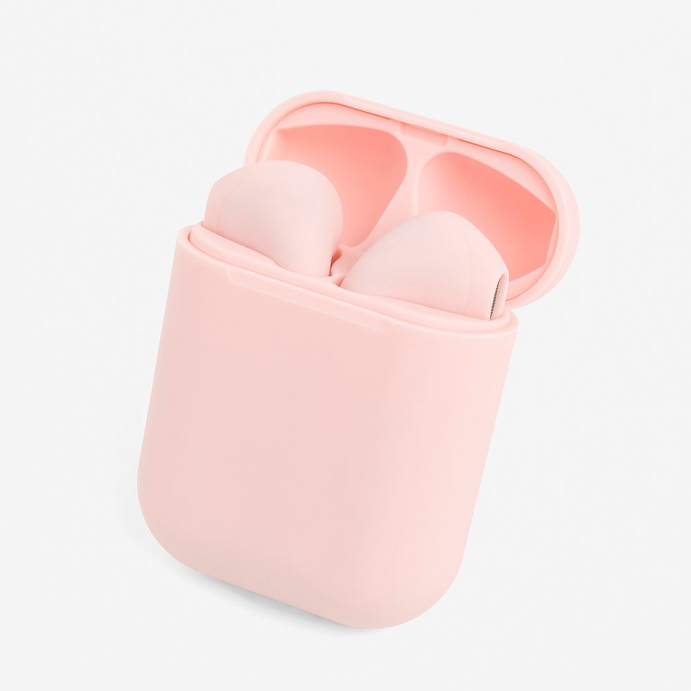 Pink wireless earbuds case digital earphones