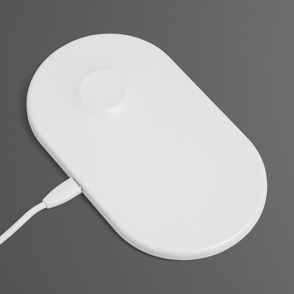 White wireless charger mockup digital device