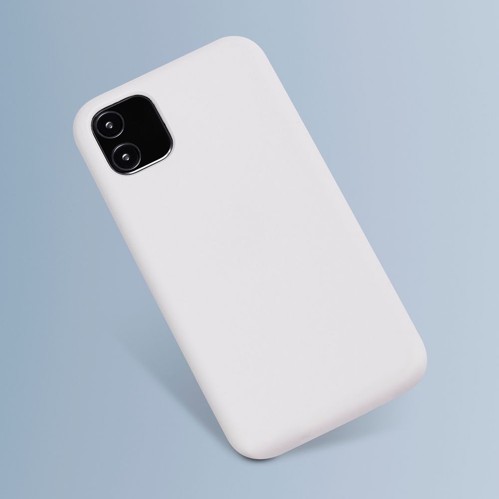 White smartphone case mockup psd product showcase back view