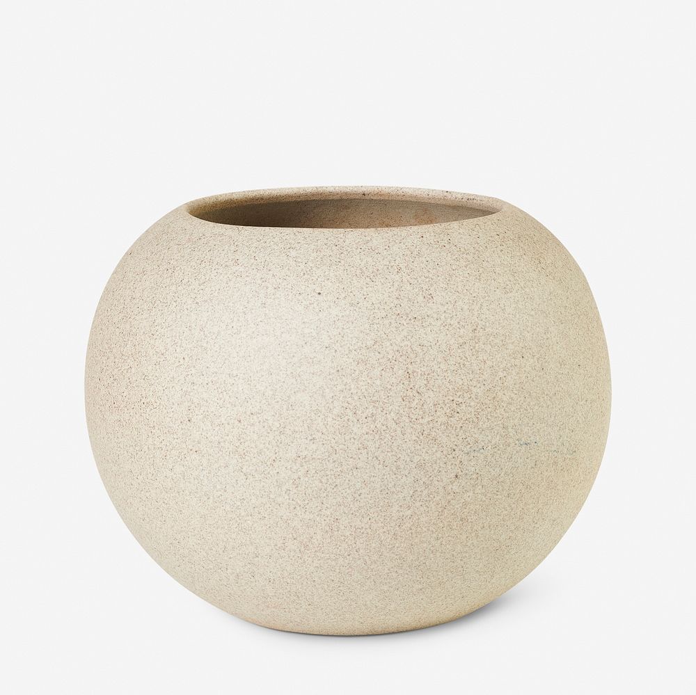 Ceramic plant pot mockup psd in beige tone