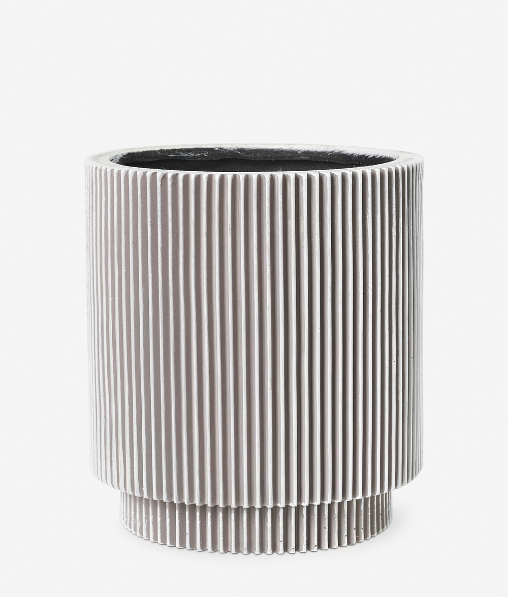 Striped ceramic plant pot mockup psd in black