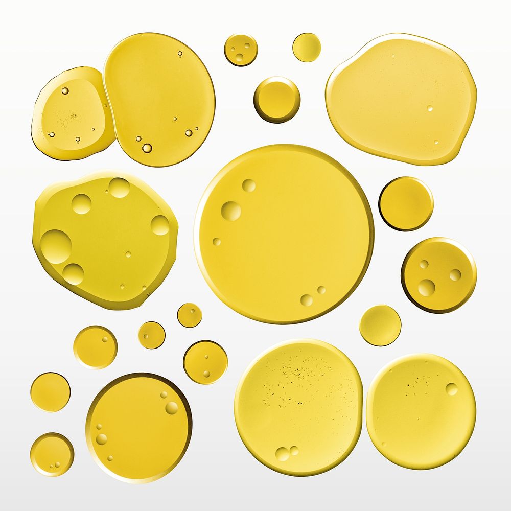 Abstract gold oil bubble macro shot yellow liquid psd set