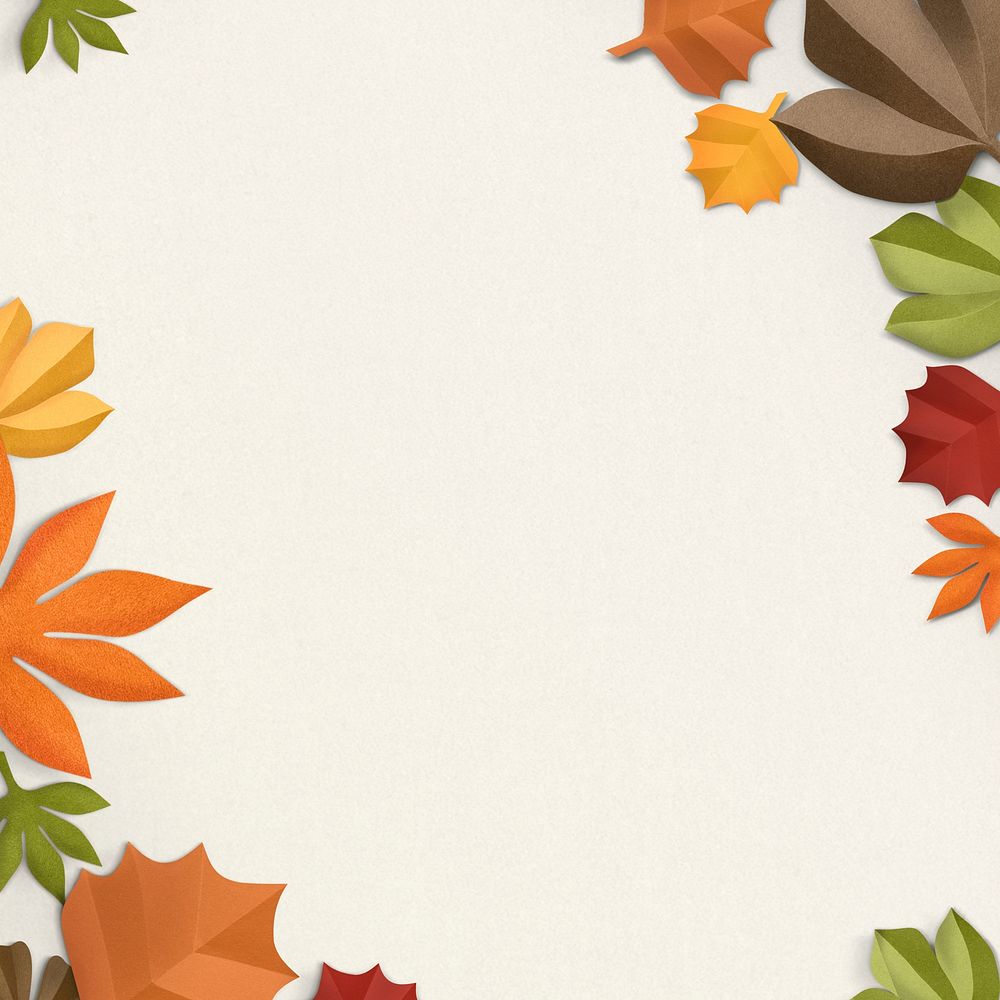 Paper craft leaf border psd in autumn tone