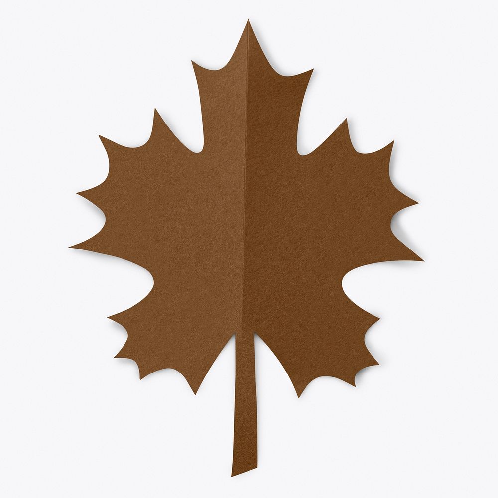 Paper craft maple leaf psd mockup in autumn tone