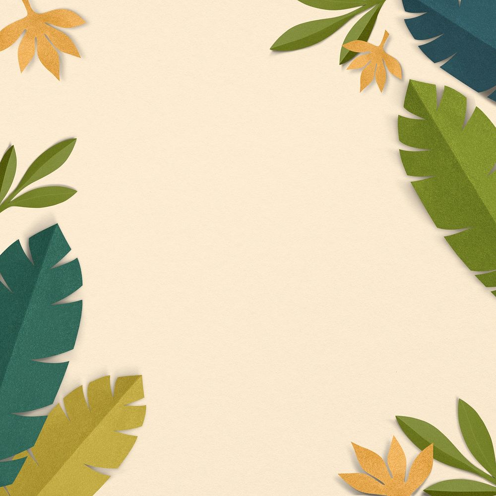 Spring leaf border psd in paper craft style