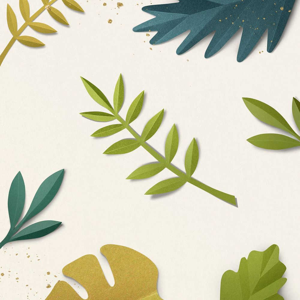 Paper craft leaf pattern psd in spring tone