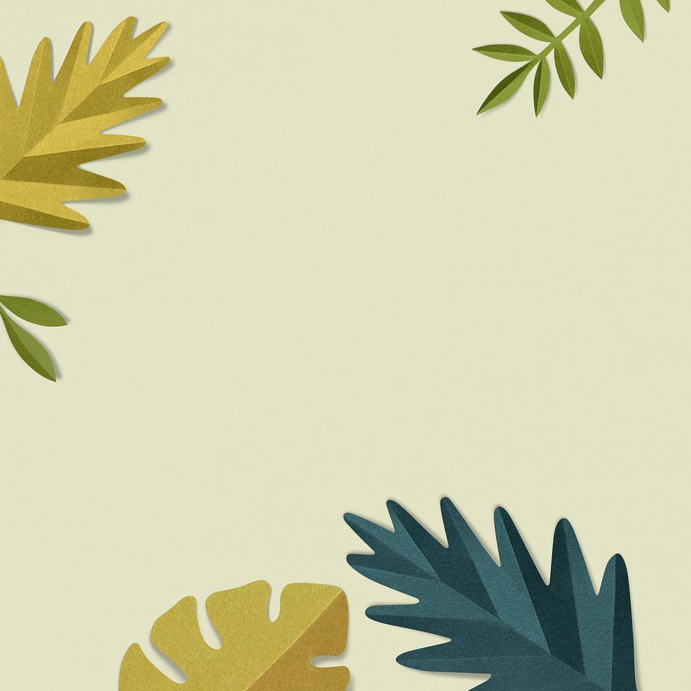 Spring leaf border in paper craft style
