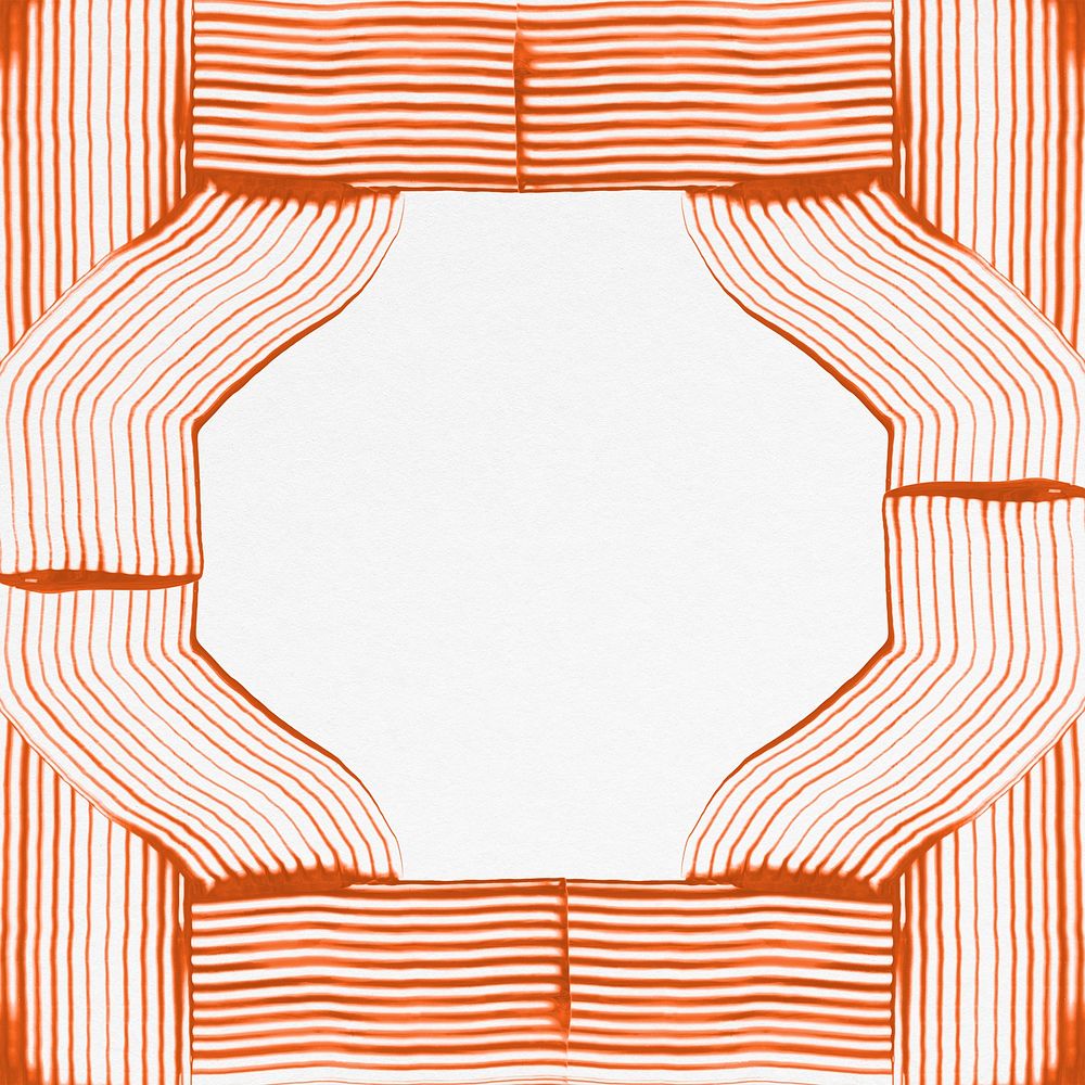 DIY raked textured frame psd in orange experimental abstract art
