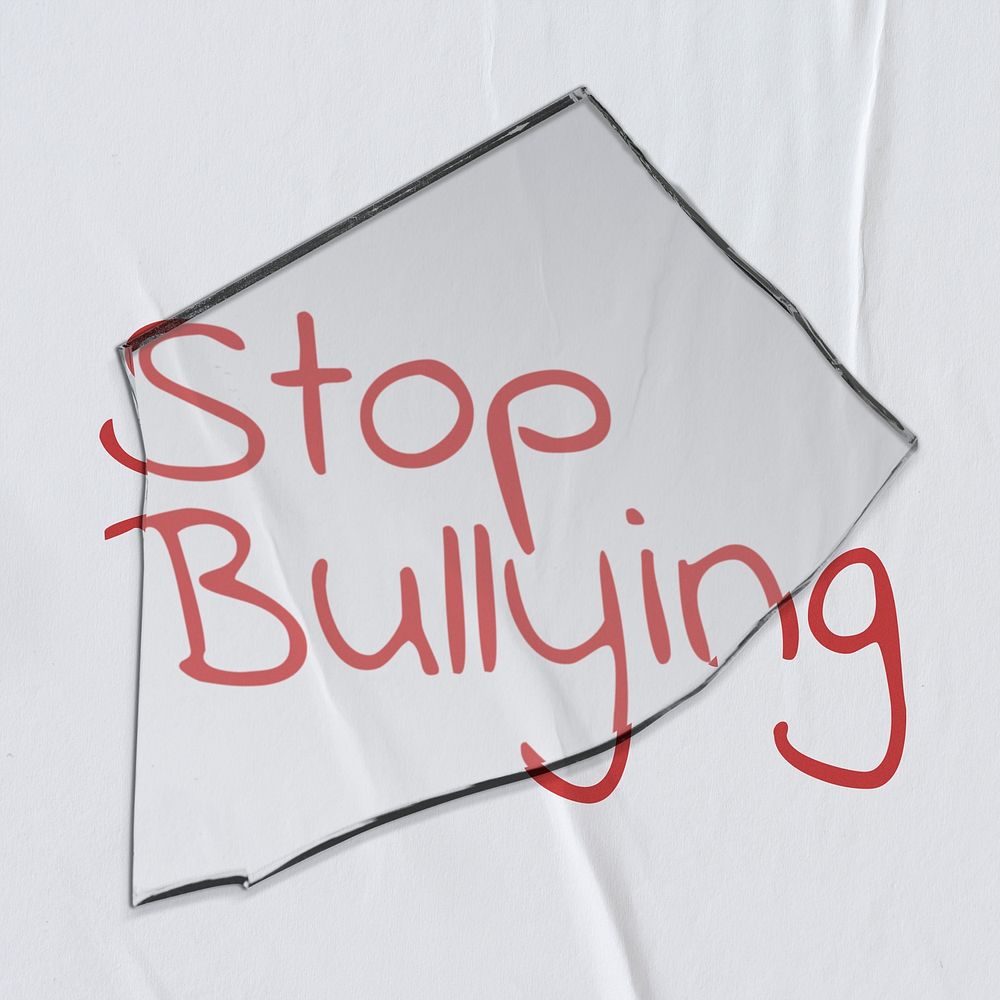Glass mockup psd with stop bullying text