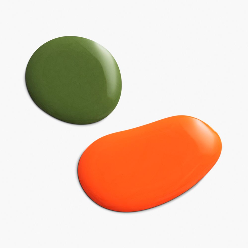 Green and orange paint drop