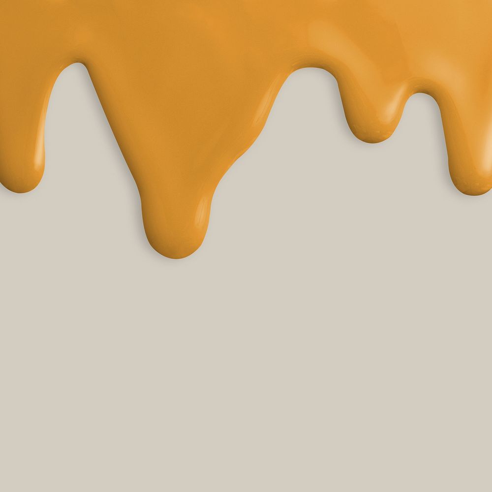 Yellow paint drip background in gray background