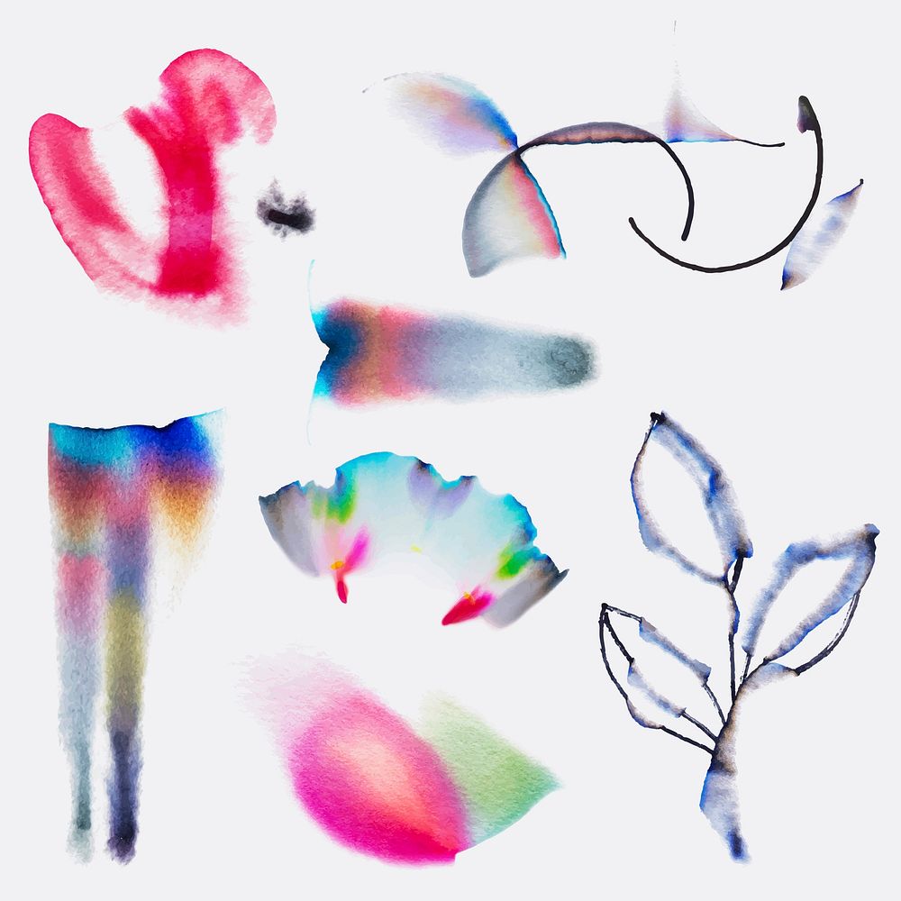 Aesthetic abstract chromatography art vector element set