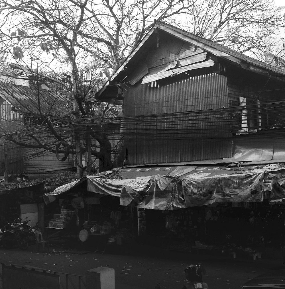 Old style house grayscale