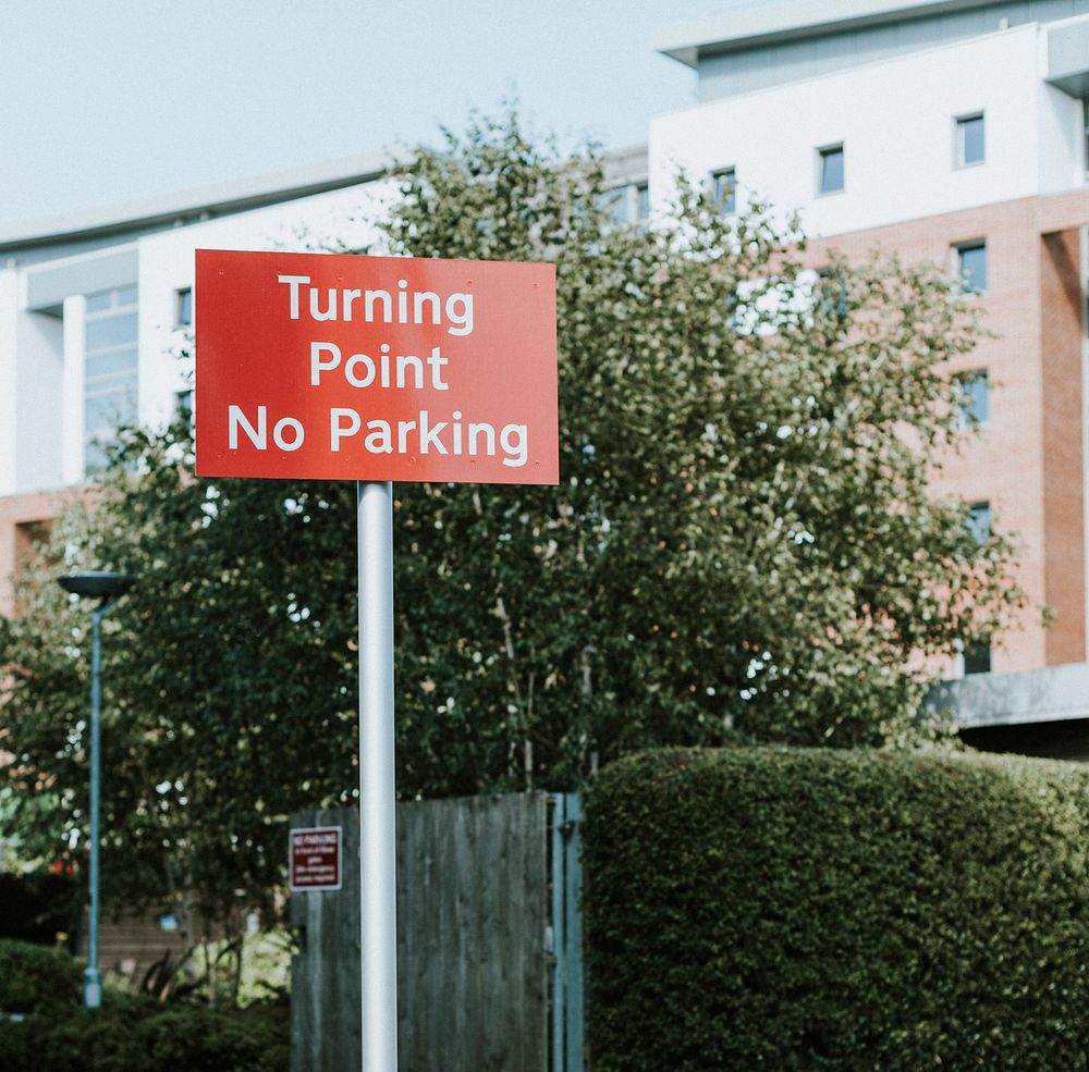 Road sign for turning point and no parking
