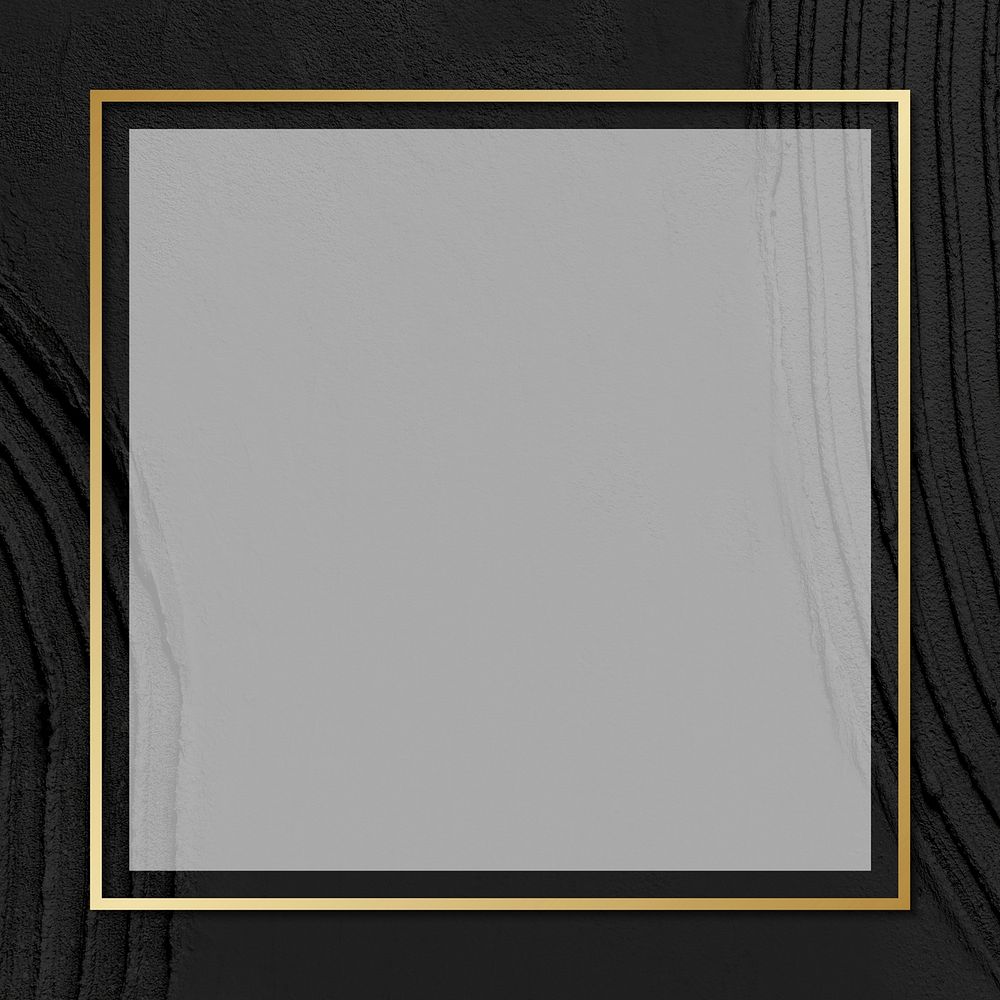 Gold frame vector on black textured background