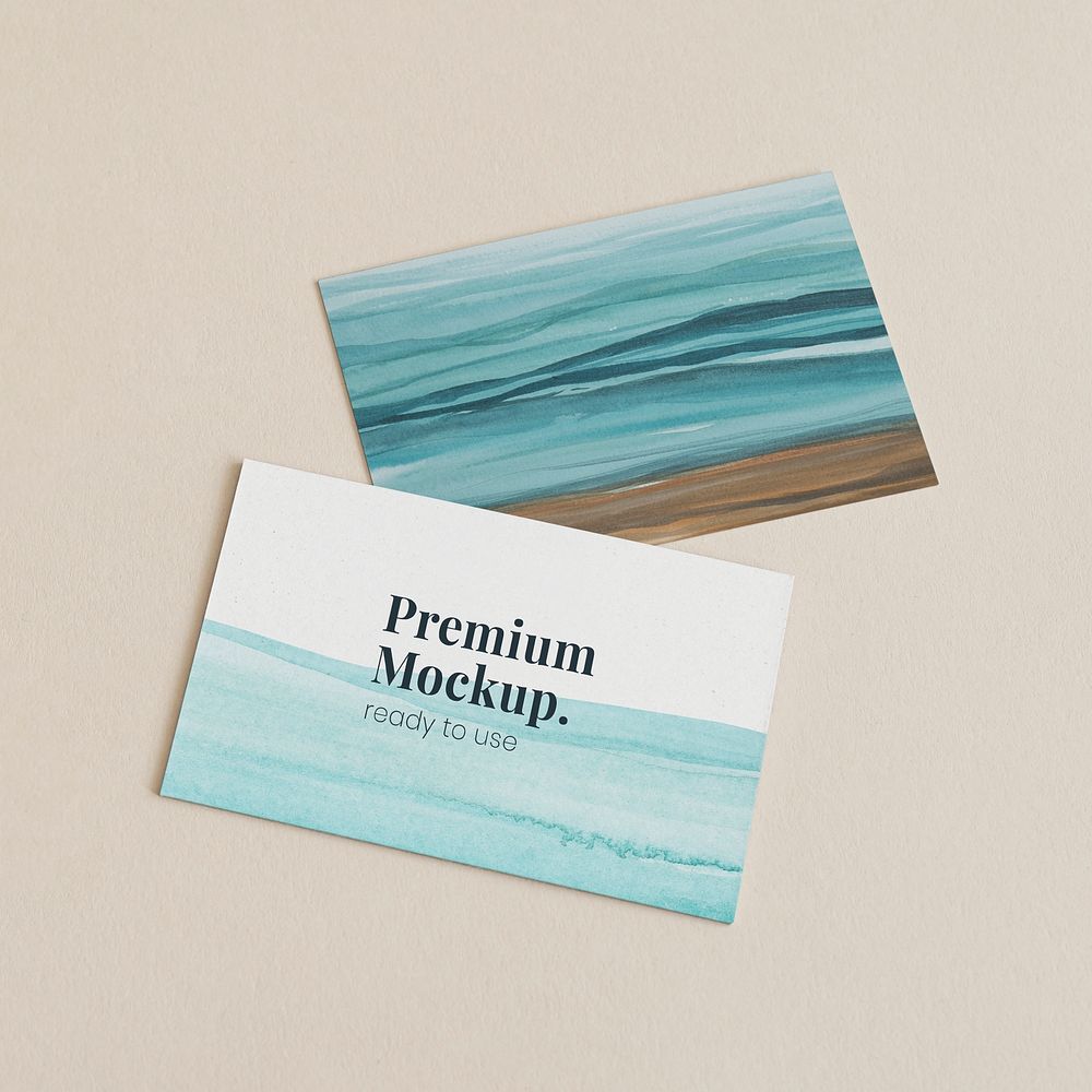 Ombre business card psd mockup ocean blue