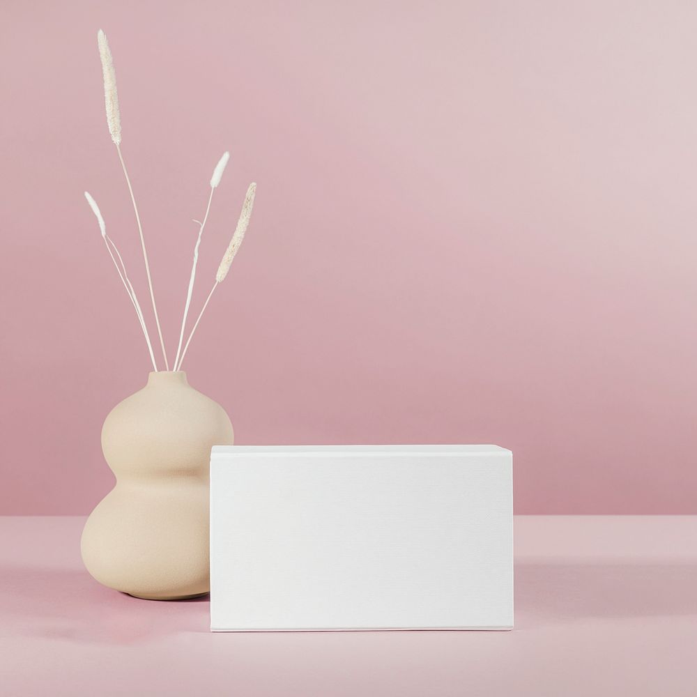 White box mockup design on pink