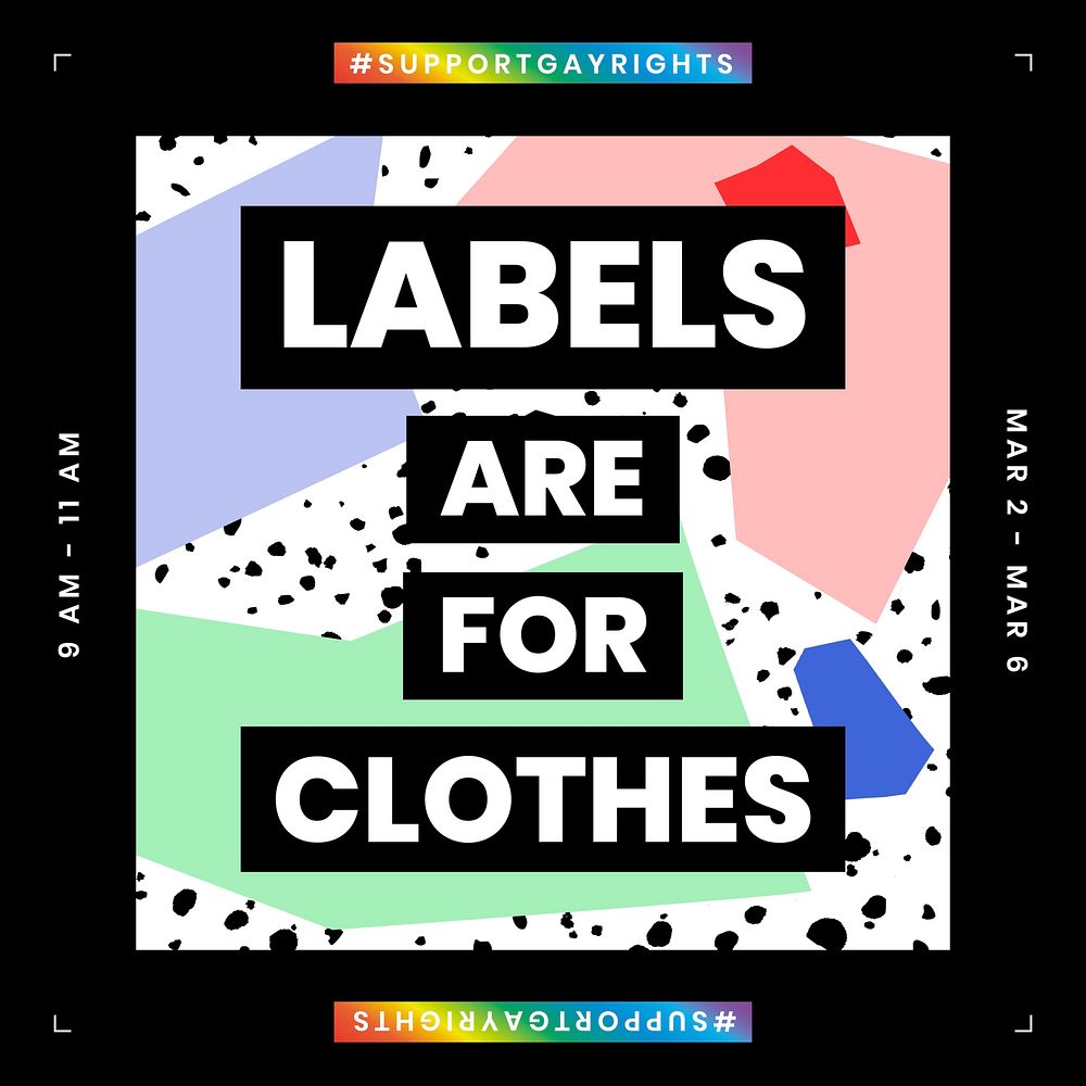 LGBTQ template vector with labels are for clothes quote for social media post