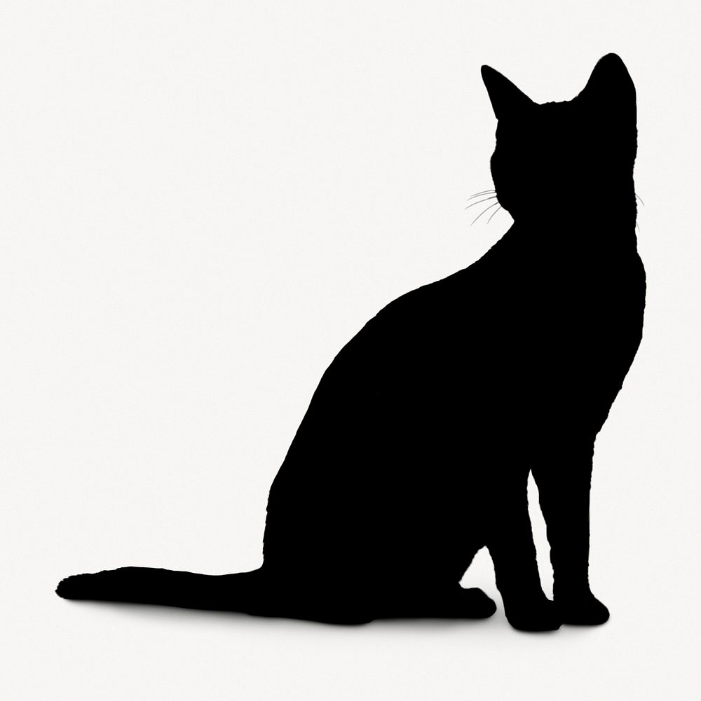 Cat silhouette sticker, pet collage element psd