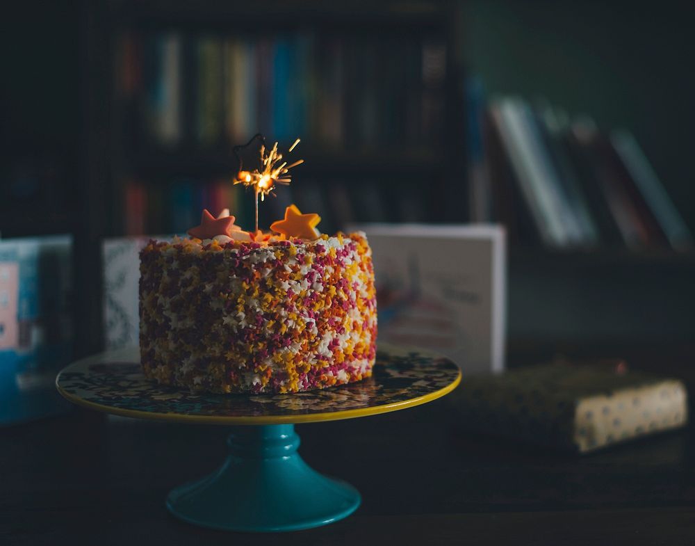 Free birthday sponge cake image, public domain CC0 photo.
