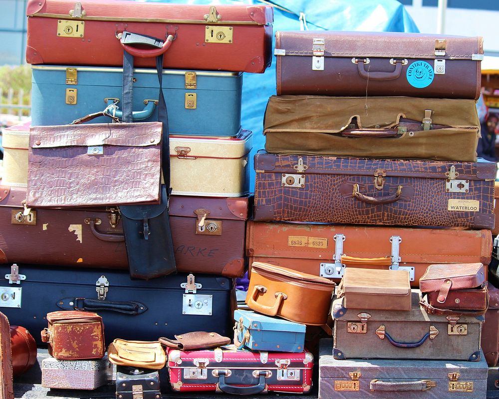 Stacked vintage suitcases, free public domain CC0 photo