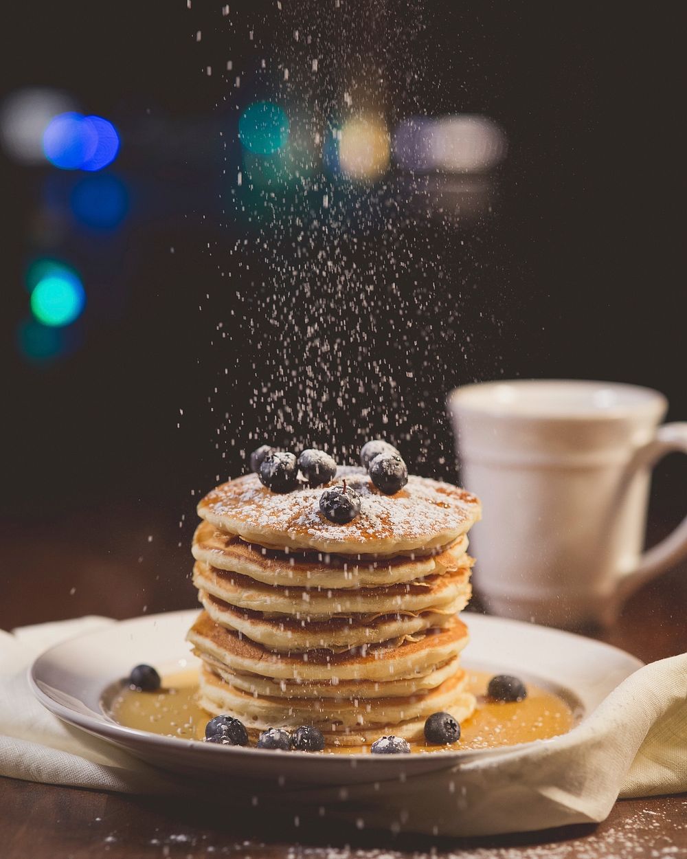 Free blueberry pancake with syrup image, public domain food CC0 photo.