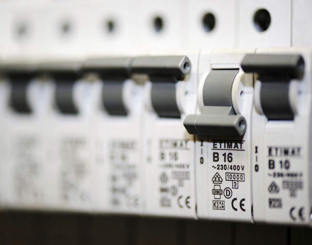 Free circuit breaker switch flipped image, public domain CC0 photo.