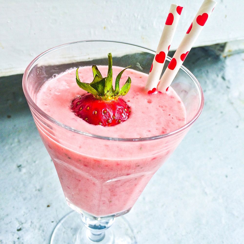 Free strawberry smoothie, public domain drink CC0 photo.