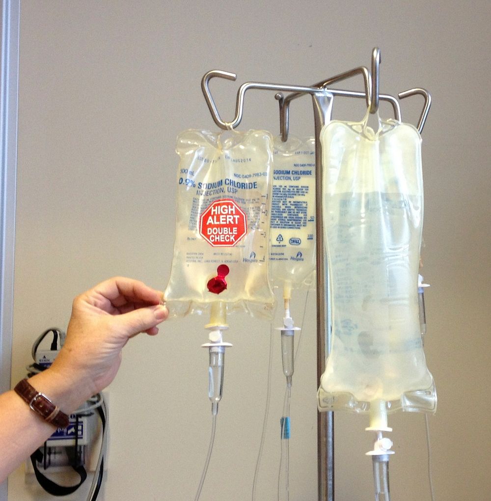 Sodium chloride IV drip, free public domain CC0 image.