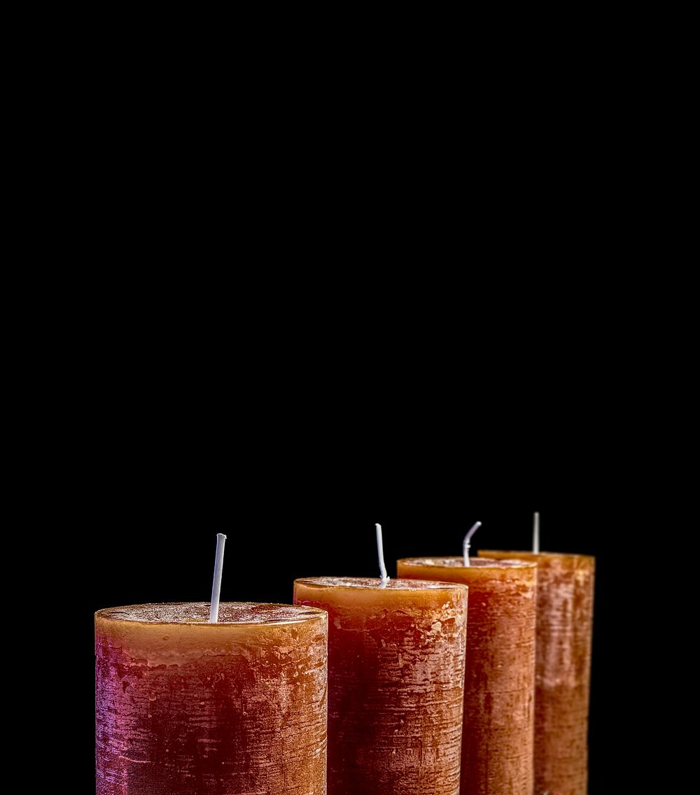 Free unlit candles on black background image, public domain CC0 photo.