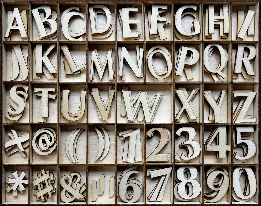 Free wooden letters and numbers image, public domain CC0 photo.