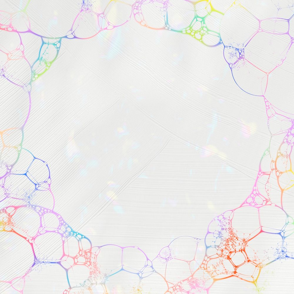 Colorful bubble art frame psd on white background DIY experimental art