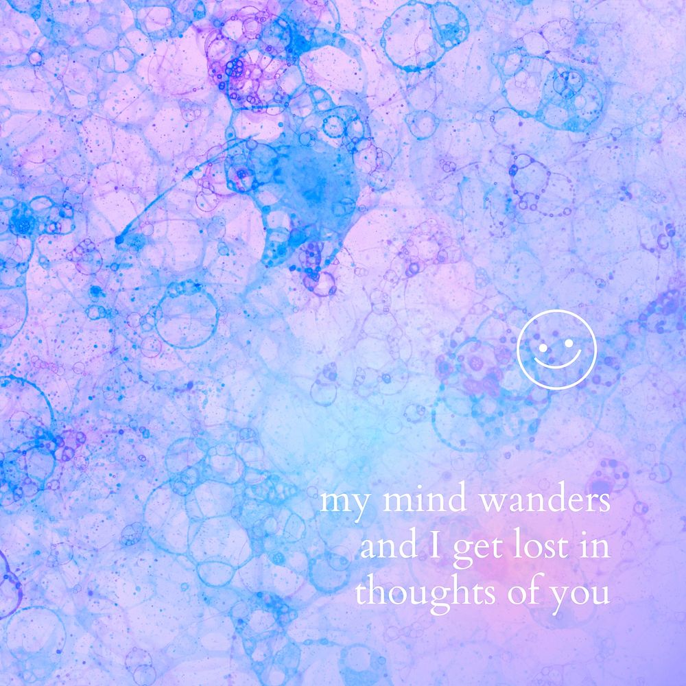 Aesthetic bubble art template vector with love quote social media post