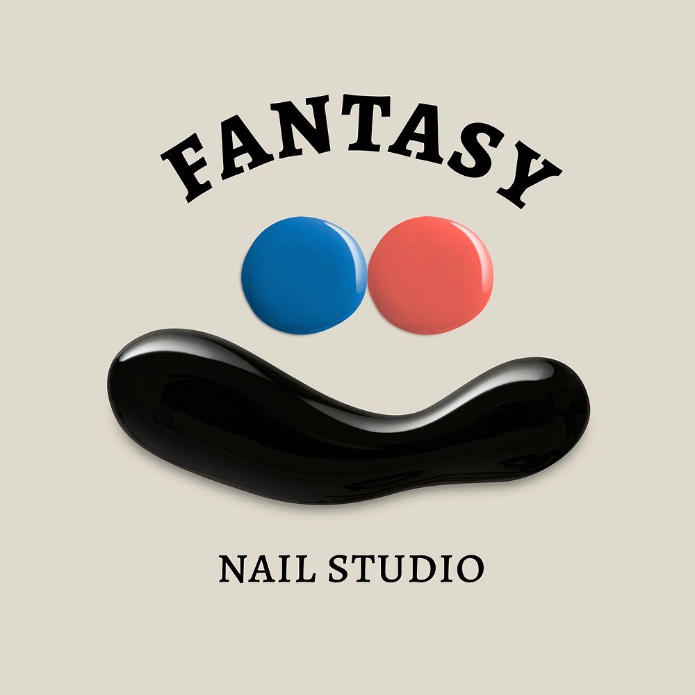 Nail studio business logo psd creative color paint style