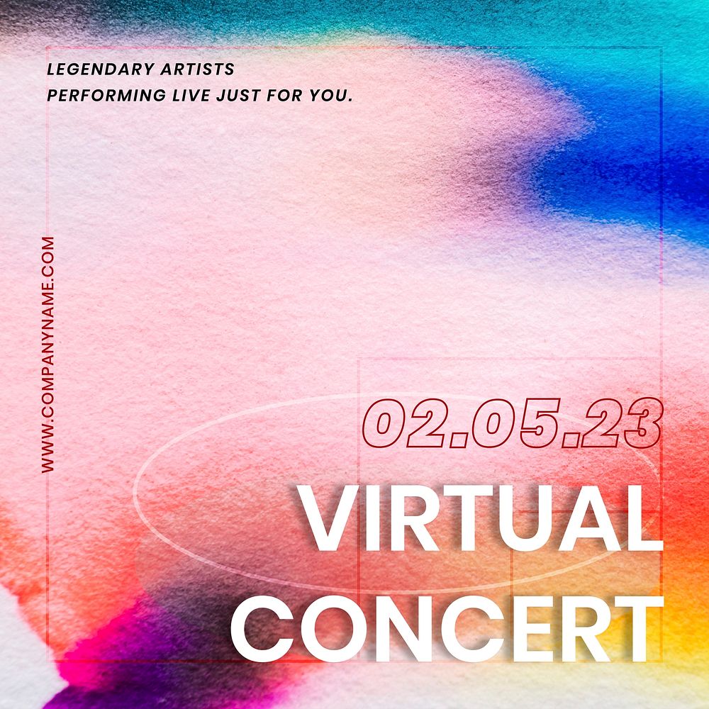 Virtual concert colorful template vector in chromatography art social media ad