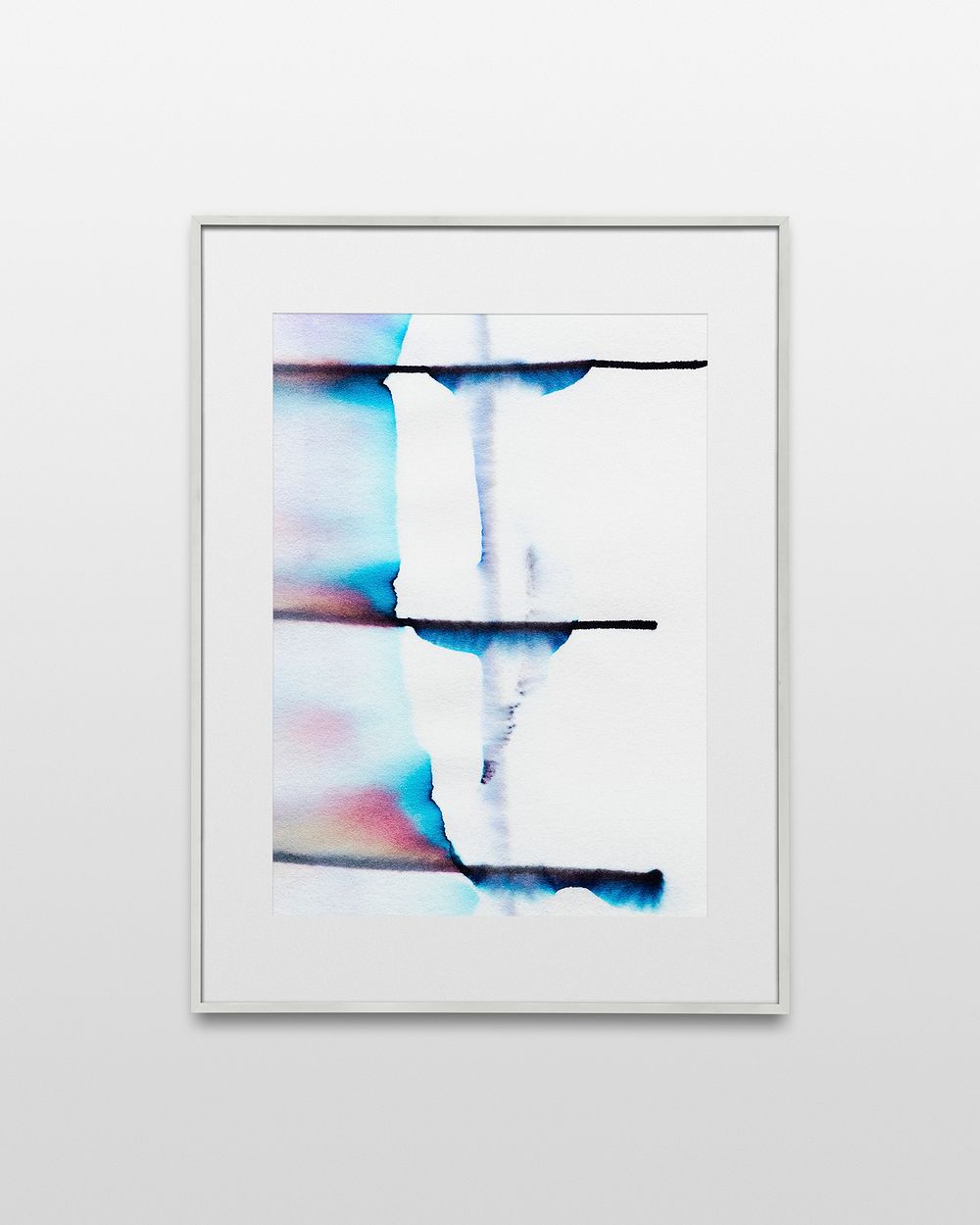 Picture frame mockup psd with chromatography art on the wall