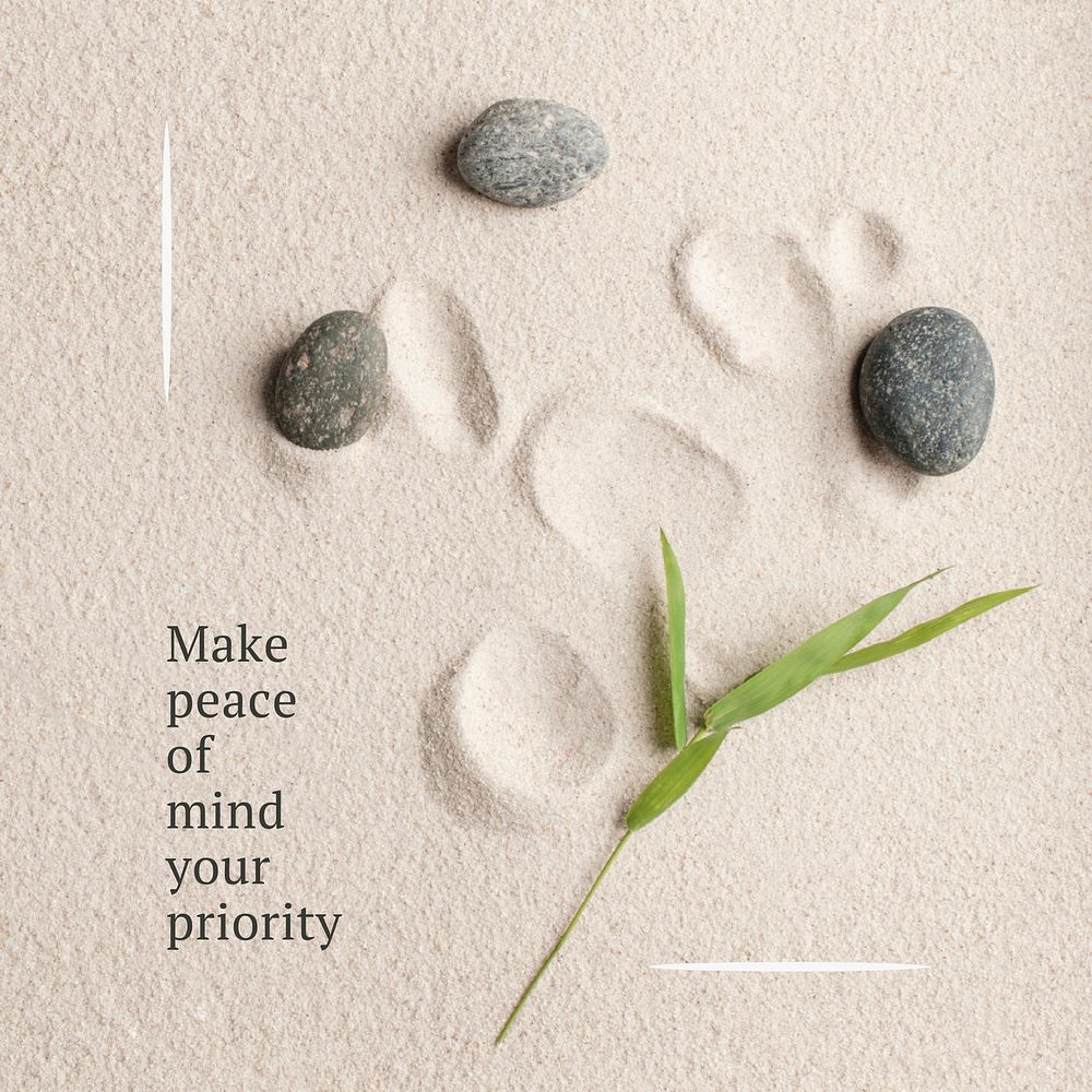Prioritize peace wellness template vector minimal social media post