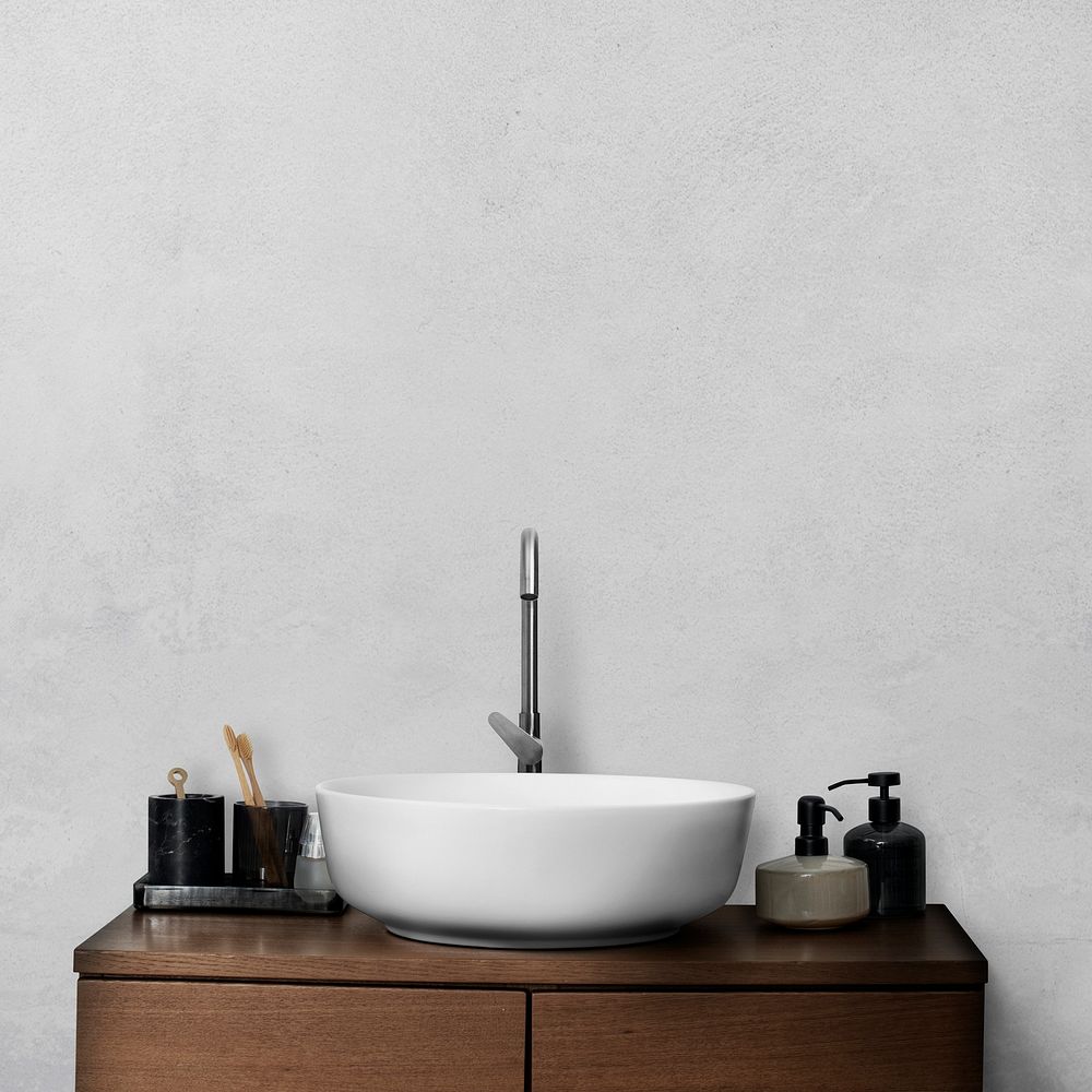 White minimal wash basin bathroom interior design