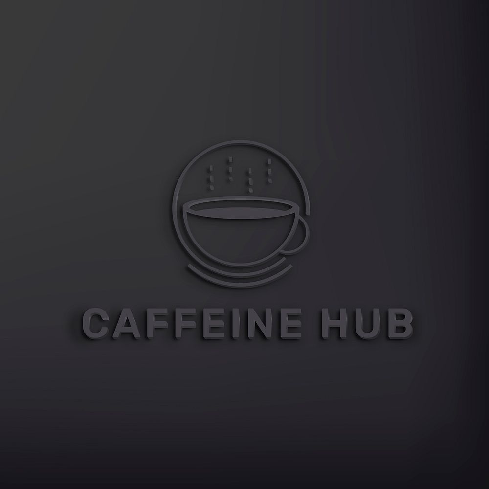 Aesthetic cafe logo debossed effect, editable template vector
