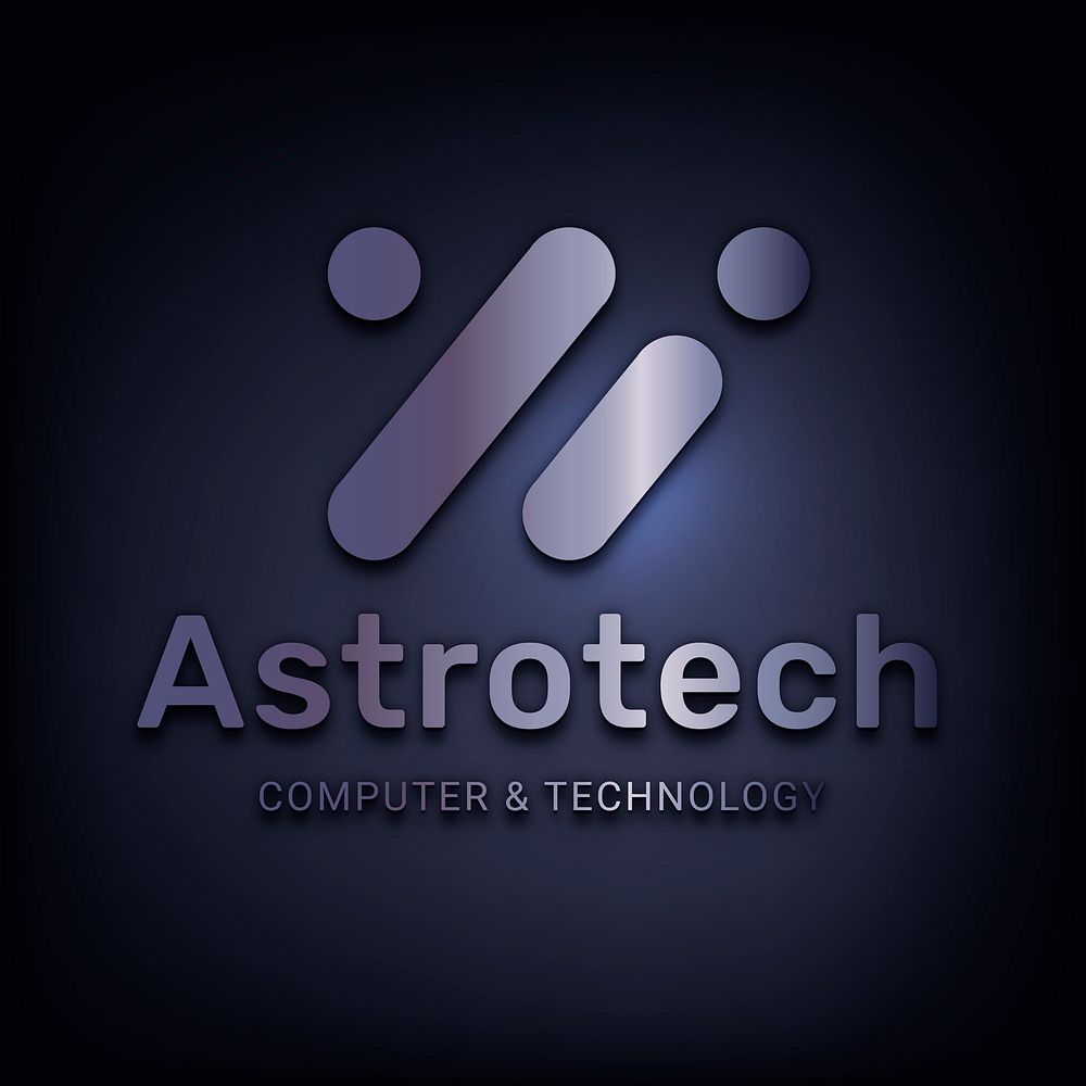 Tech company metal logo effect, template vector