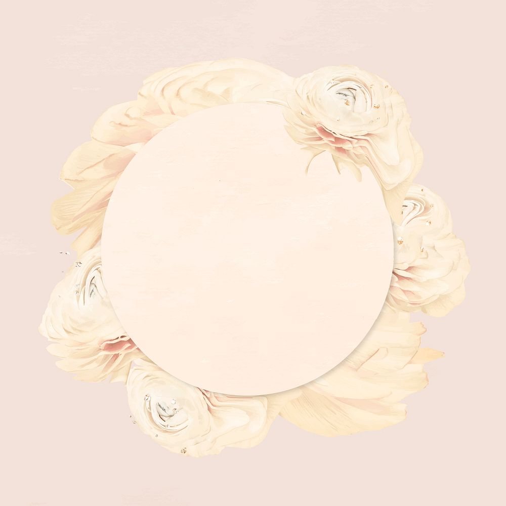 Flower frame vector, beige buttercup abstract art