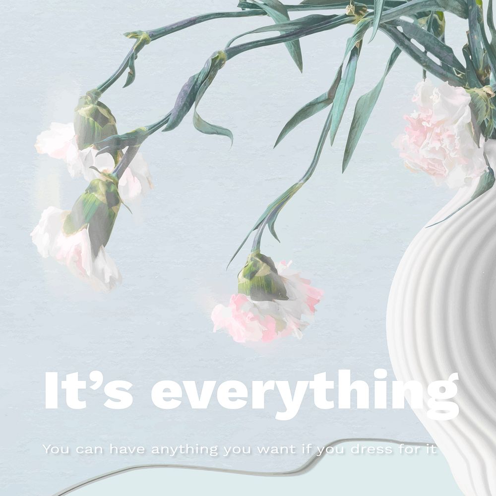 Instagram Post template vector, aesthetic flower with fashion quote